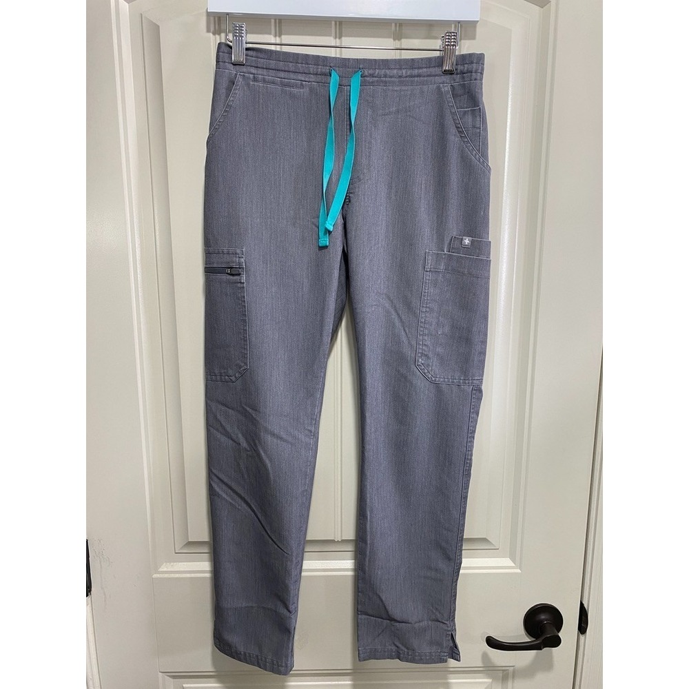 Figs Technical Collection Scrub Pants Womens XS/P Gray Yola Skinny Drawstring